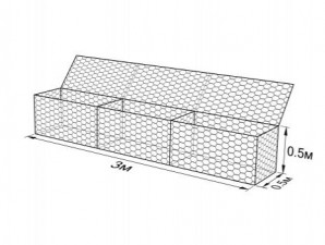 Габион ГСИ-К-3,0х0,5х0,5-С80-3,0-Ц