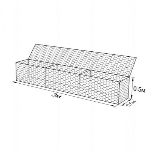Габион ГСИ-К-3,0х0,5х0,5-С60-2,4/3,4-ЦП