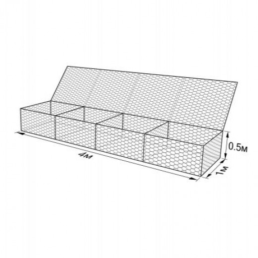 Габион ГСИ-К-4,0х1,0х0,5-С100-3,0-Ц